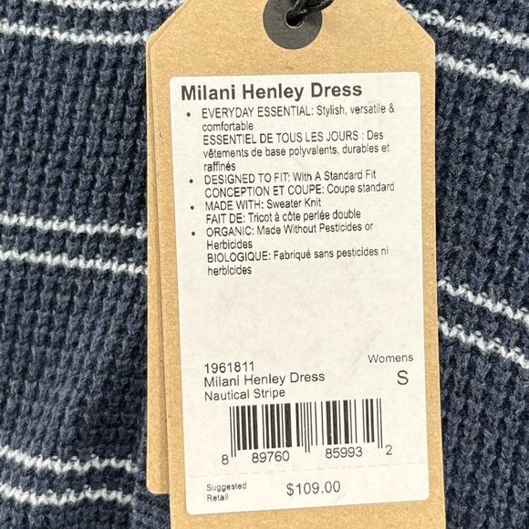 NEW prAna Milani Henley navy nautical striped sweater dress women’s Small - Picture 8 of 14